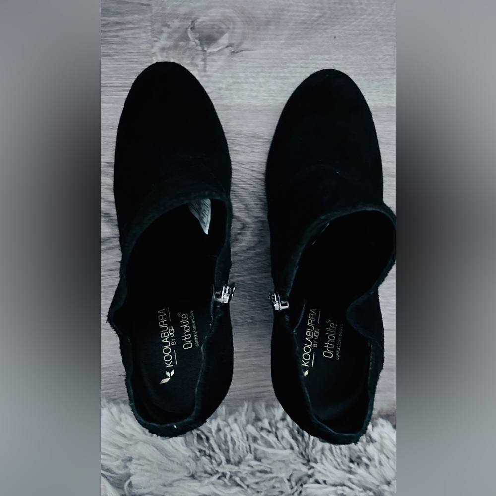 Koolaburra Black Suede Zip Ankle Booties